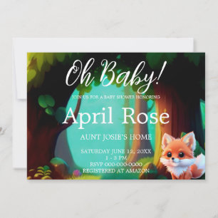 Invitation Woodland Cute bébé fox baby shower