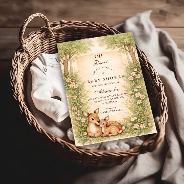 Invitation Woodland Deer Baby Shower (Créateur téléchargé)
