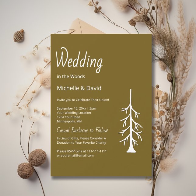 Invitation Woodland Evergreen Rustic Brown Casual Wedding (Créateur téléchargé)