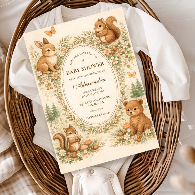 Invitation Woodland Forest Animals Baby Shower (Créateur téléchargé)