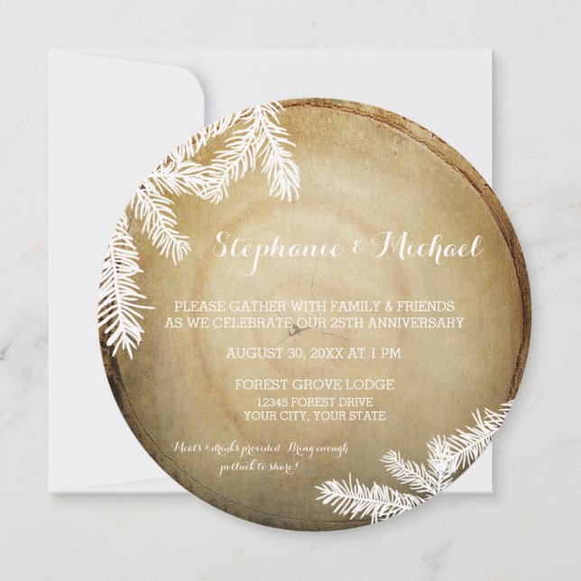 Invitation Woodland Forest Center Coupe Tree 25E Anniversaire (Devant)