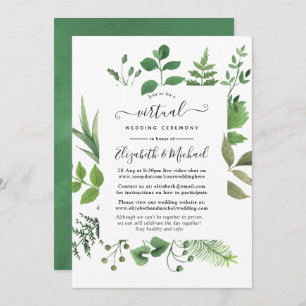 Invitation Woodland Forest Greenery Mariage virtuel en ligne