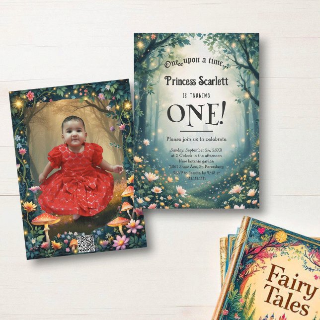 Invitation Woodland Forest Whimsal Fairytale 1er anniversaire (Créateur téléchargé)