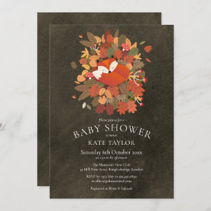 Invitation Woodland Fox Cub Baby shower Chalkboard