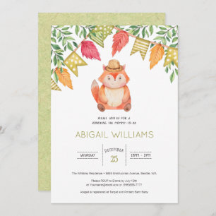 Invitation Woodland Fox Famille Baby shower minimal