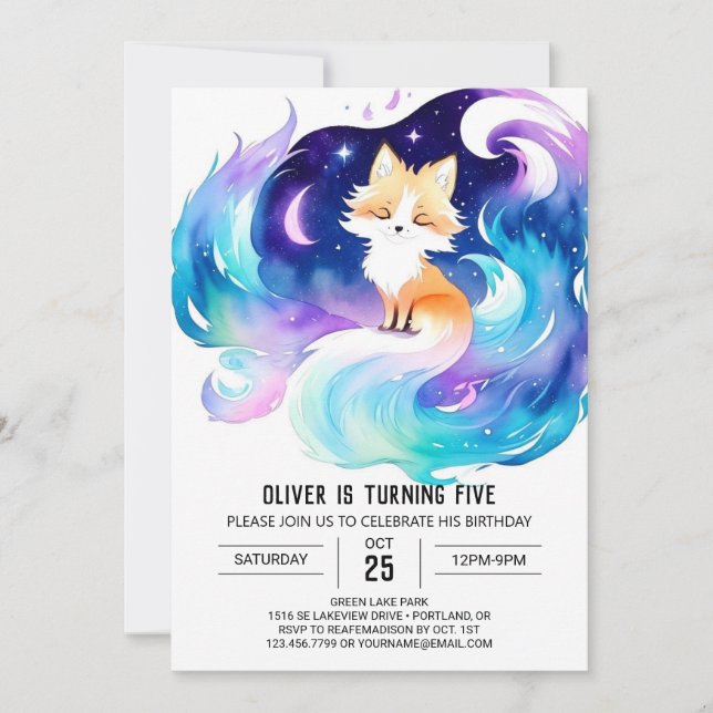 Invitation Woodland Fox Magie Anniversaire (Devant)