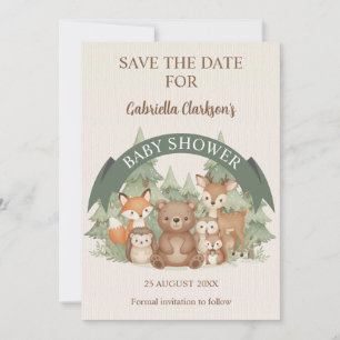 Invitation Woodland Friends Baby shower Enregistrer la date