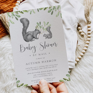 Invitation Woodland Friends Grey Squirrel Baby shower par cou