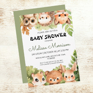 Invitation Woodland Friends Rassembler bébé garçon douche