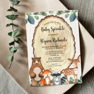 Invitation Woodland genre neutre verdure bébé saupoudrer
