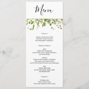 Invitation Woodland Greenery Mariage Menu ou Fête des mariées
