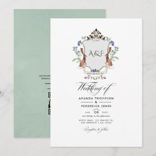 Invitation Woodland Laurel Crest QR Code RSVP Mariage