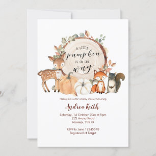 Invitation Woodland Little Citrouille est sur le chemin Baby
