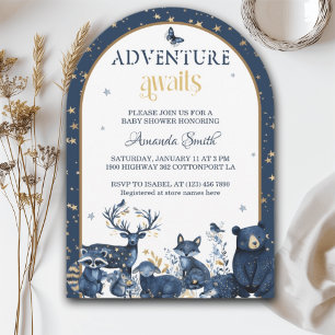 Invitation Woodland Magique Nuit Animale Aventure Baby shower