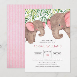 Invitation Woodland mignonne bébé et mère Baby shower éléphan