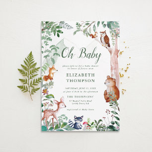 Invitation Woodland Oh Baby Enchanted Woods Baby shower migno