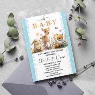 Invitation Woodland Oh Baby Spring Baby shower garçon