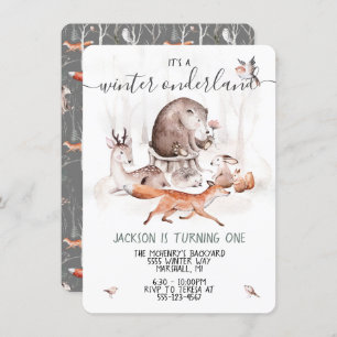 Invitation Woodland Onderland Scandinavian Birday Party Inv