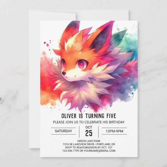 Invitation Woodland Printable Renard Anniversaire (Devant)