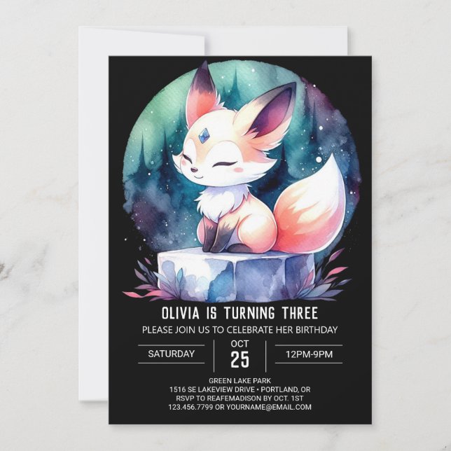 Invitation Woodland Printable Renard Anniversaire (Devant)