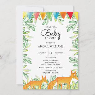 Invitation Woodland Safari Fox Mère & Baby shower bébé