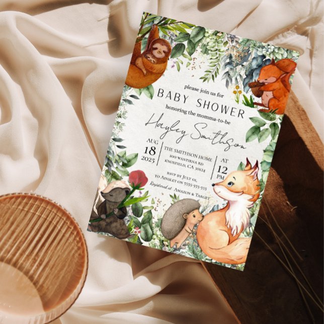 Invitation Woodland Safari Zoo Animaux baby shower à thème (Créateur téléchargé)