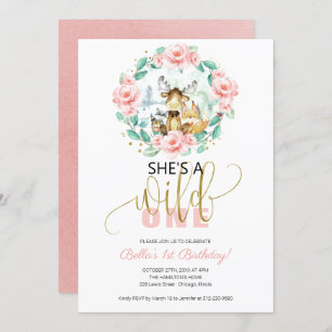 Invitation Woodland She's A Wild One First Birthday