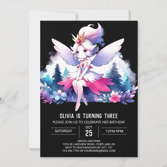 Invitation Woodland Simple Fairy Anniversaire (Devant)