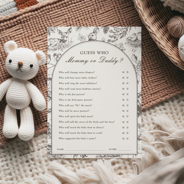 Invitation Woodland Sketched Guess Who Game Card (Créateur téléchargé)