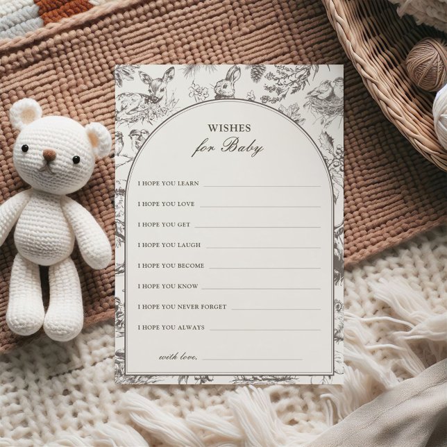 Invitation Woodland Sketched Wishes for Baby Card (Créateur téléchargé)