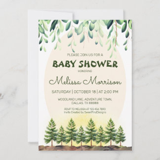 Invitation Woodland Sunrise Baby Boy Douche