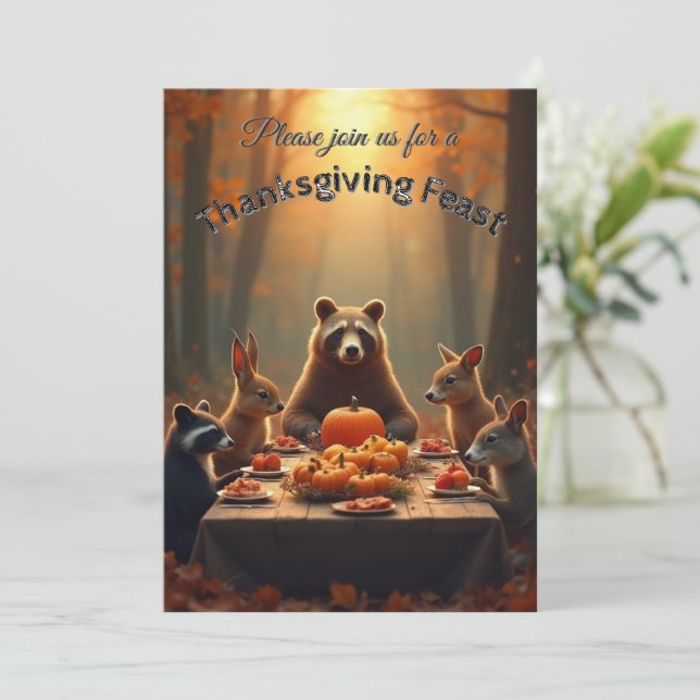 Invitation Woodland Thanksgiving Party Amis et famille (Debout devant)