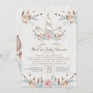 Invitation Woodland Unicorn Baby shower virtuel Kaylin