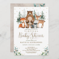 Woodland Virtual Baby shower Forest Zoom Party