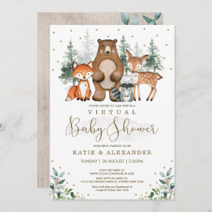 Invitation Woodland Virtual Baby shower Forest Zoom Party