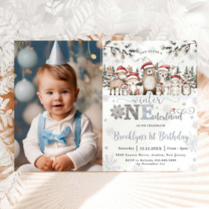 Invitation Woodland Winter ONE derland Noël 1er anniversaire
