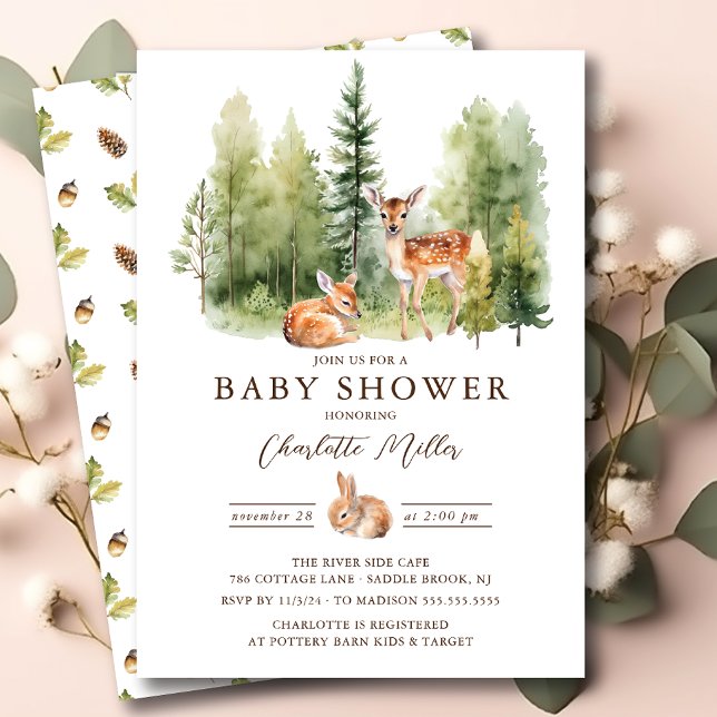 Invitation Woodland Wonder Deer Baby shower (Créateur téléchargé)