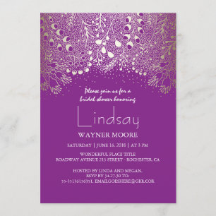 Invitation Woodland - Wonderland Purple Gold Fête des mariées
