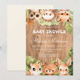 Invitation Woodland World Tous sont invités Baby Boy Douche