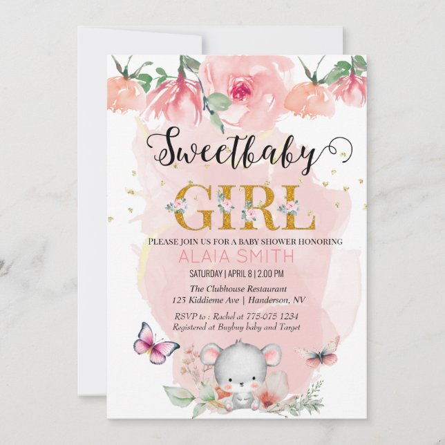 Invitation Woodlands Animal Thème Baby Mouse pour baby shower (Devant)