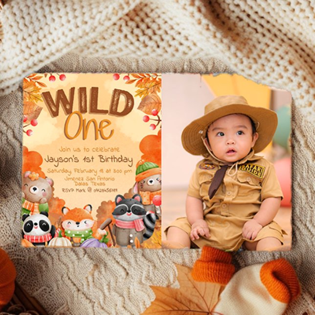 Invitation Woodlands Wild One avec photo (Wild One Woodlands Invitation with Photo)