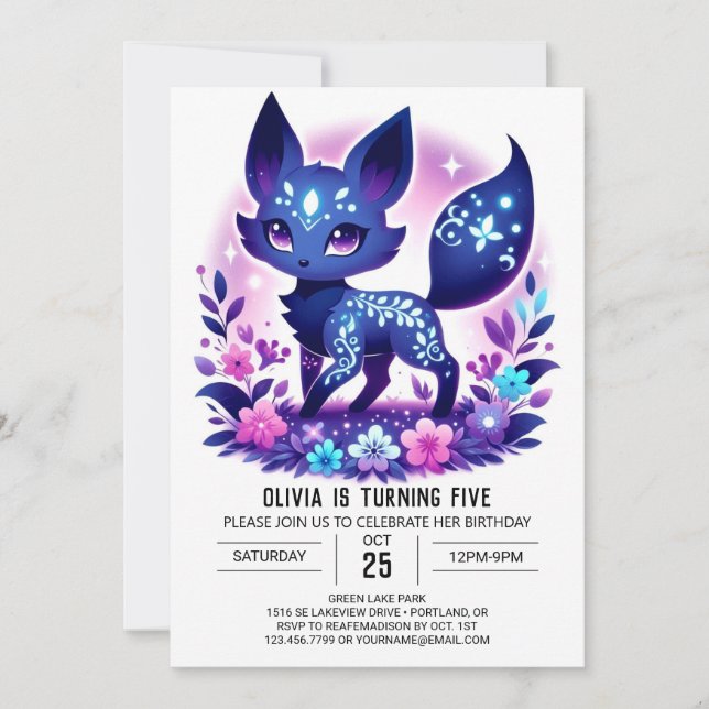 Invitation Woods Majestic Fox Digital Anniversaire (Devant)