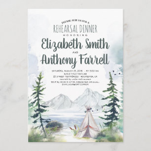 Invitation Woodsy Mountains Adventure Boho Dîner de répétitio