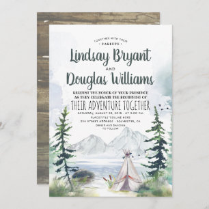 Invitation Woodsy Nature Mountains Mariage d'aventure