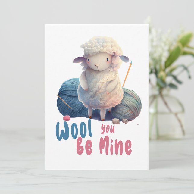 Invitation WOOL tu es mien, mignon et drôle (Debout devant)