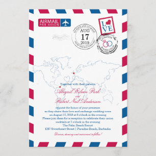 Invitation World Locations Airmail  Mariage