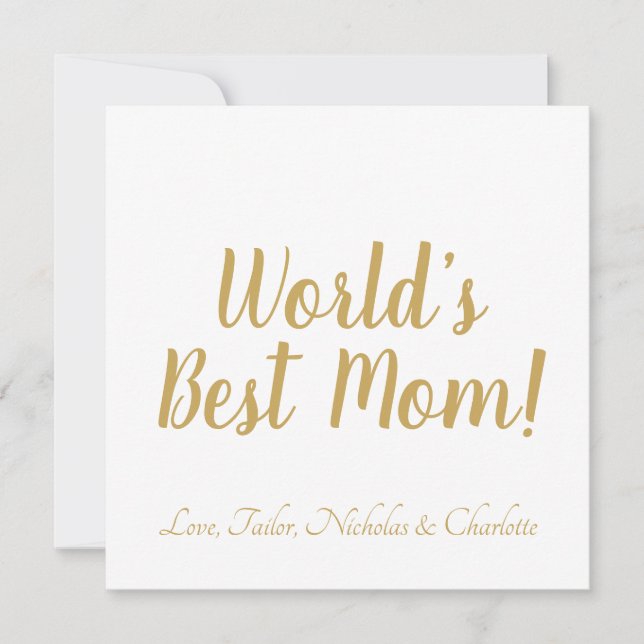 Invitation World’s Best Mom gold custom script mignon (Devant)