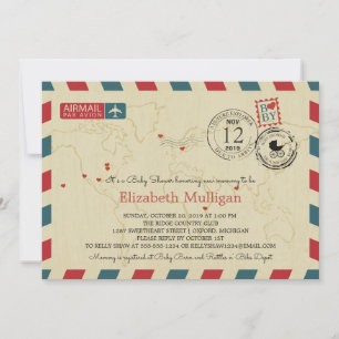 Invitation World Traveller Airmail Baby shower