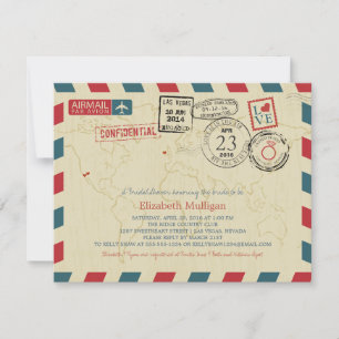 Invitation World Traveller Airmail  Fête de l'mariée