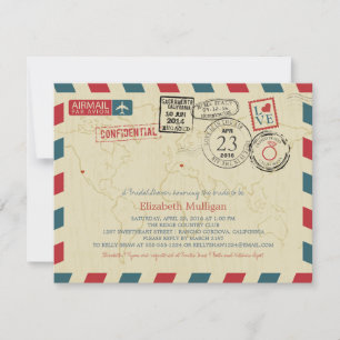 Invitation World Traveller Airmail Fête de l'mariée californ